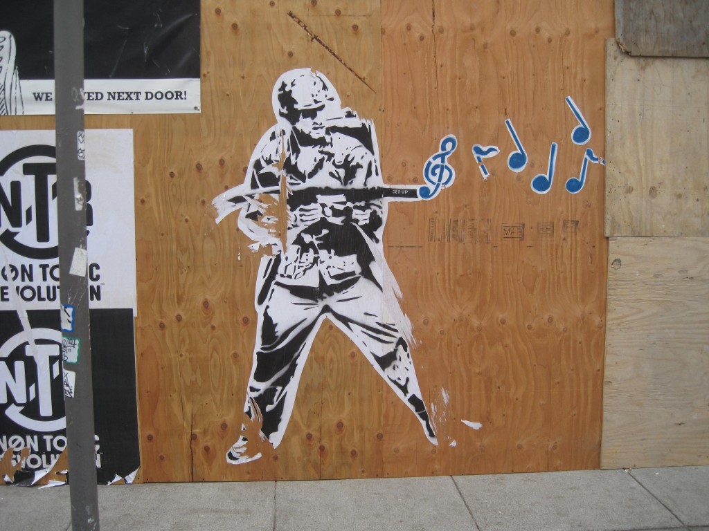 budget cuts music political street art